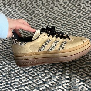 adidas Originals Women's Cream Sneakers with Leopard Accents
